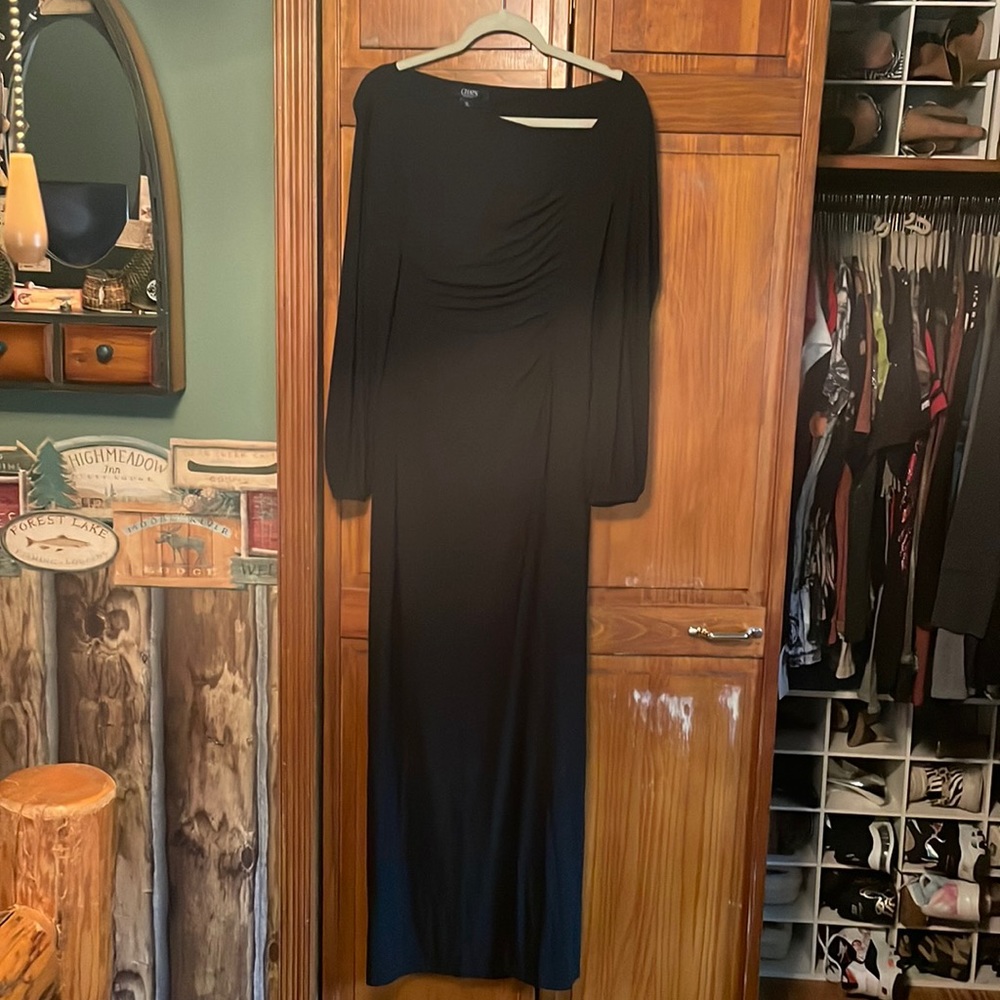 Dramatic long slit sleeve dress